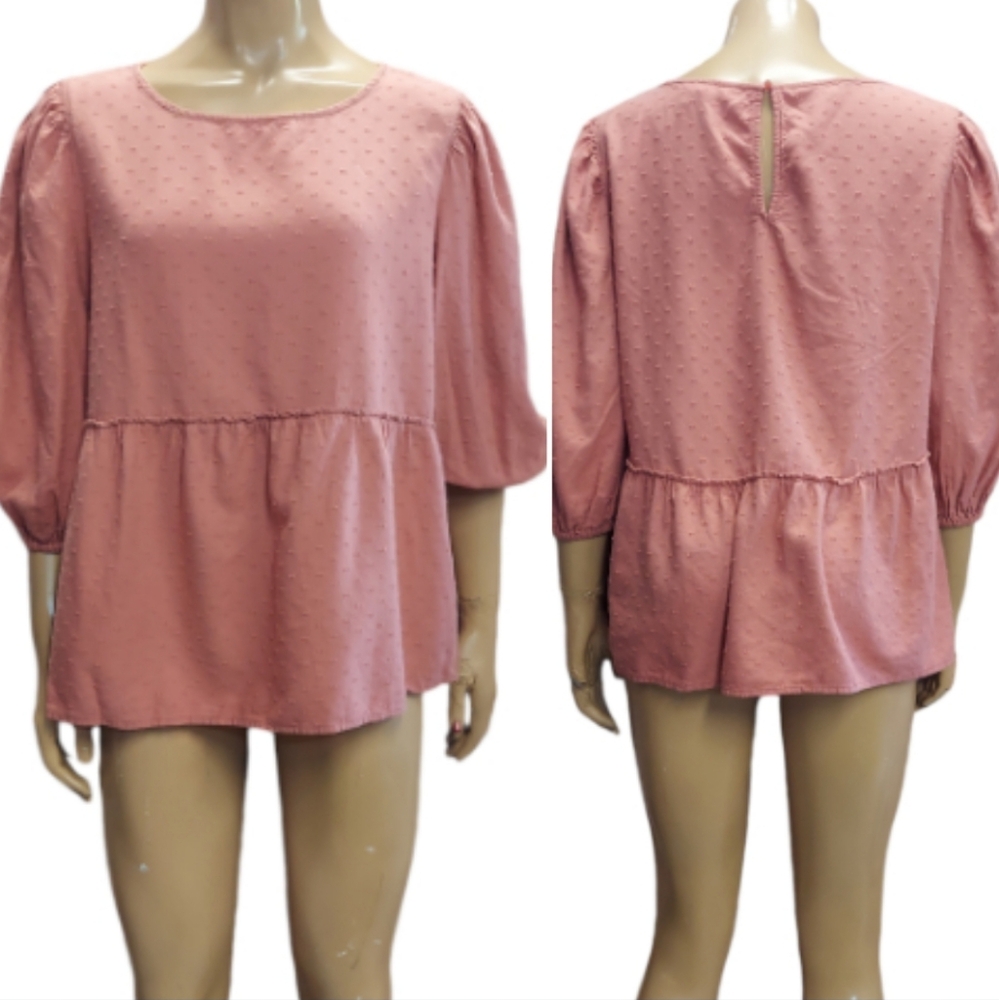 Boho Style Raised Dot Peasant Style Blouse